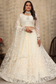 Cream Beige Net Lehenga With Sequins Work For Weddings