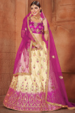 Cream Beige Silk A Line Ombre Lehenga