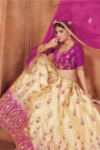 Cream Beige Silk A Line Ombre Lehenga