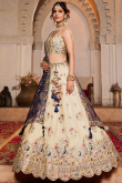 Cream Beige Silk Blend Lehenga with Zari Work for Wedding & Sangeet Look