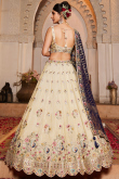 Cream Beige Silk Blend Lehenga with Zari Work for Wedding & Sangeet Look