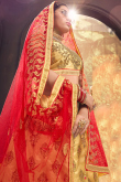 Thread Work Wedding Wear Lehenga in Cream Beige Silk