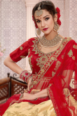 Cream Beige Silk Fancy Lehenga
