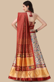 Cream Beige Silk Printed A Line Style Lehenga