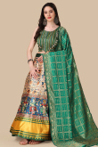 Cream Beige Silk Printed A Line Lehenga for Women