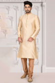 Cream Brocade Men Kurta Pajama