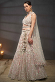 Cream Dori Embroidered Net Panelled Style Lehenga