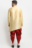Cream Dupion Silk Asymmetrical Men's Dhoti Kurta