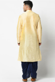 Cream Dupion Silk Men Kurta With Dhoti