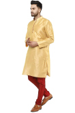 Cream Dupion Silk Plain Men's Kurta Pajama