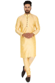 Men's Cream Dupion Silk Kurta Pajama in Straight Cut Design