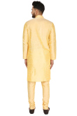 Men's Cream Dupion Silk Kurta Pajama in Straight Cut Design