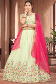 Cream Organza Embroidered Lehenga