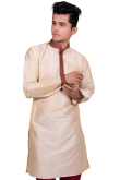Cream Raw Silk Kurta Pajama For Men