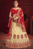 Cream Satin A-Line Traditional Lehenga