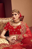Cream Satin A-Line Traditional Lehenga