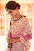 Cream Satin Embroidered Lehenga