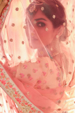 Cream Satin Embroidered Lehenga
