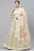 Cream Sequins Embroidered Silk Panelled Style Lehenga 