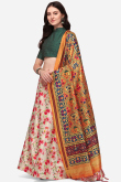 Cream Silk Digital print A-Line Style Lehenga