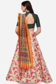 Cream Silk Digital print A-Line Style Lehenga