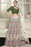 Cream Silk Embroidered Lehenga