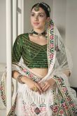 Cream Silk Embroidered Lehenga