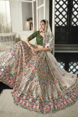 Cream Silk Embroidered Lehenga