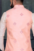 Cream Designer Silk Men Kurta Pajama for Wedding 
