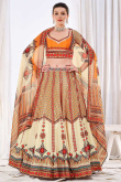 Cream Silk Printed Lehenga
