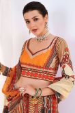 Cream Silk Printed Lehenga