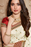 White Silk Wedding Saree With Resham Work