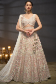 Creamy Pink Net Lehenga with Sequins Work for Wedding
