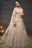 Creamy Pink Net Lehenga with Sequins Work for Wedding
