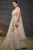 Creamy Pink Net Lehenga with Sequins Work for Wedding

