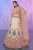 Creamy Pink Sequins Embroidered Lehenga For Bridesmaid