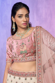Creamy Pink Sequins Embroidered Lehenga For Bridesmaid