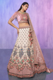 Creamy Pink Sequins Embroidered Lehenga For Bridesmaid