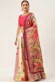 Creamy Pink Silk Digital print A-Line Style Lehenga