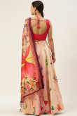 Creamy Pink Silk Digital print A-Line Style Lehenga