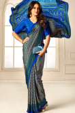 Crepe Ash Grey Saree With Printed Work For Casual Wear