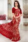 Crepe Beige Saree With Printed Work For Casual Wear