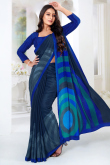 Crepe Charcoal Grey Saree With Printed Work For Casual Wear