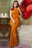 Crepe Dusty Orange Saree With Printed Work For Casual Wear