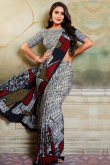 Crepe Light Grey Saree With Printed Work For Casual Wear