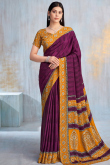 Crepe Mauve Taupe Saree With Printed Work For Navratri