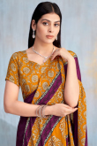 Crepe Mauve Taupe Saree With Printed Work For Navratri