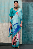 Crepe Multi Color Printed Casual Wear Saree
