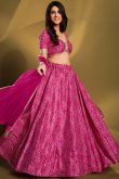 Crepe Hot Pink Printed Lehenga 