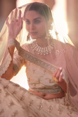 Crepe Salmon Peach Embroidered Wedding Wear Lehenga
